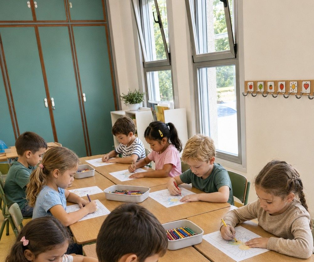 Teacher with pupils in an after-school class